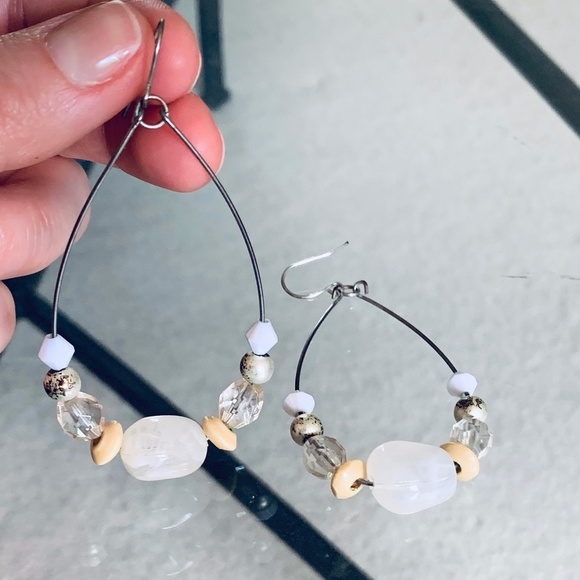 Multi-Stone Hoop Earrings - Picture 3 of 3